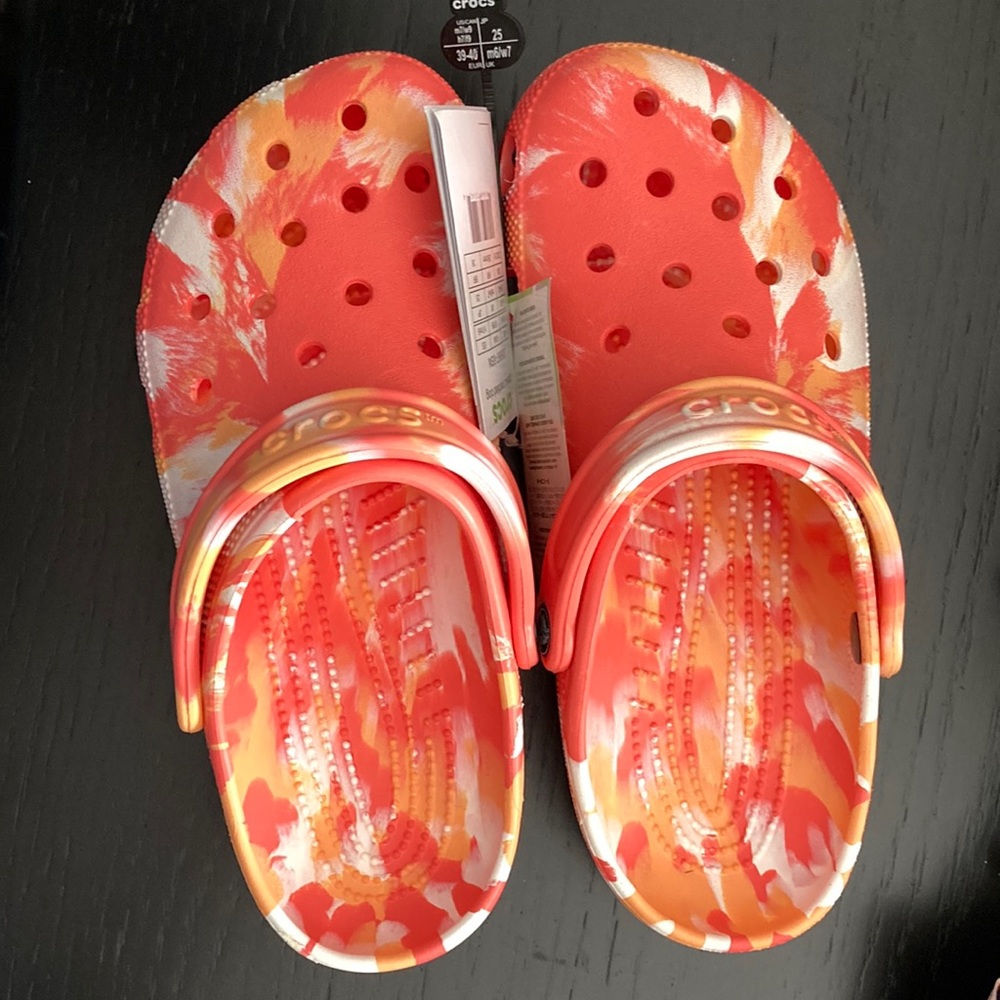 Classic Marbled Clog Tie Dye Womens Croc Size 9 Orange